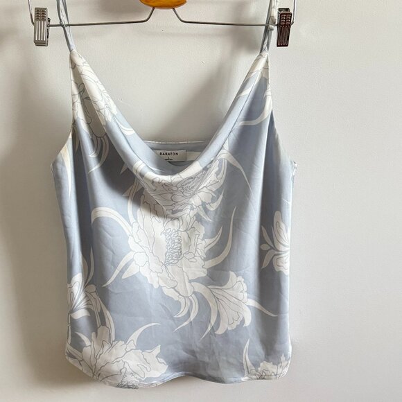 Aritzia Babaton Cowl-neck Blouse in colour Cement BL/Summer snow Size L - Picture 3 of 4